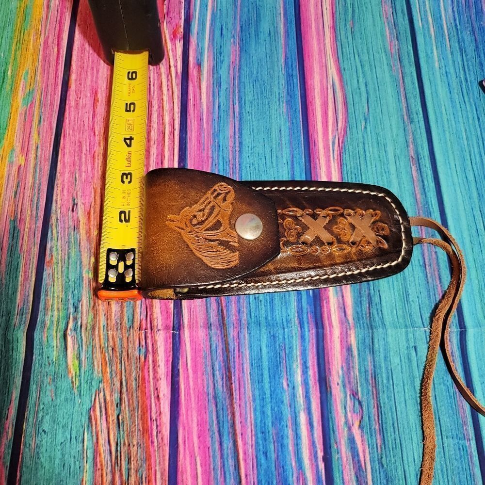 🔷️Vintage Tooled Leather Horse Head Belt Loop Knife Sheath or Case - Picture 3 of 11